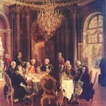 Adolph von Menzel. La corte de Federico con Voltaire